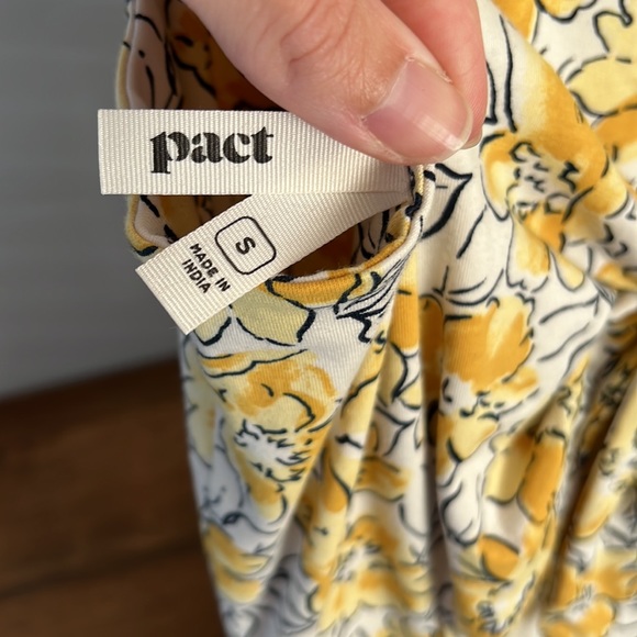 Pact - Reverie Floral Yellow Fit & Flare Tie-Back Dress - Size S - Picture 8 of 8